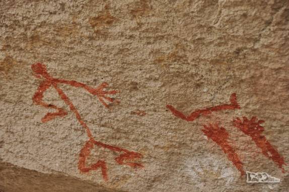 Detalhe de pintura na Cueva de Las Manos, no sul da patagônia, na Argentina